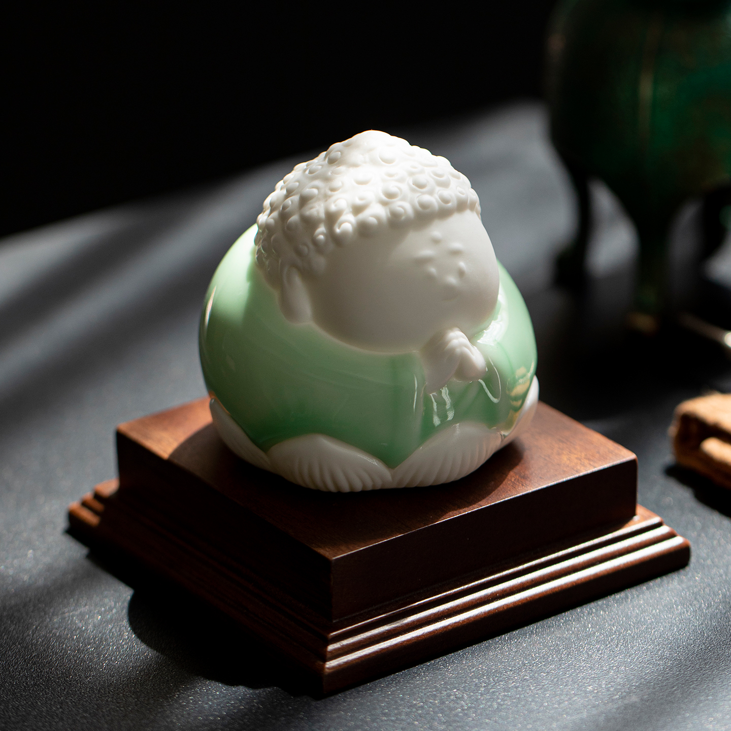 萌趣小如来陶瓷摆件新中式家居桌面禅意可爱装饰创意车载饰品好物