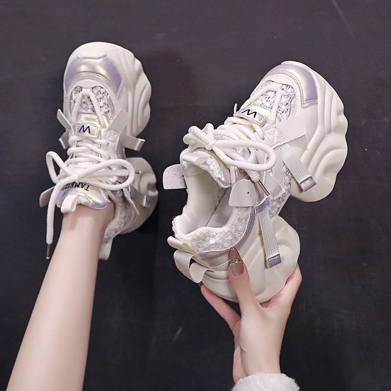 鞋子女2025新款爆款配阔腿裤老爹鞋厚底增高网面透气休闲运动鞋夏