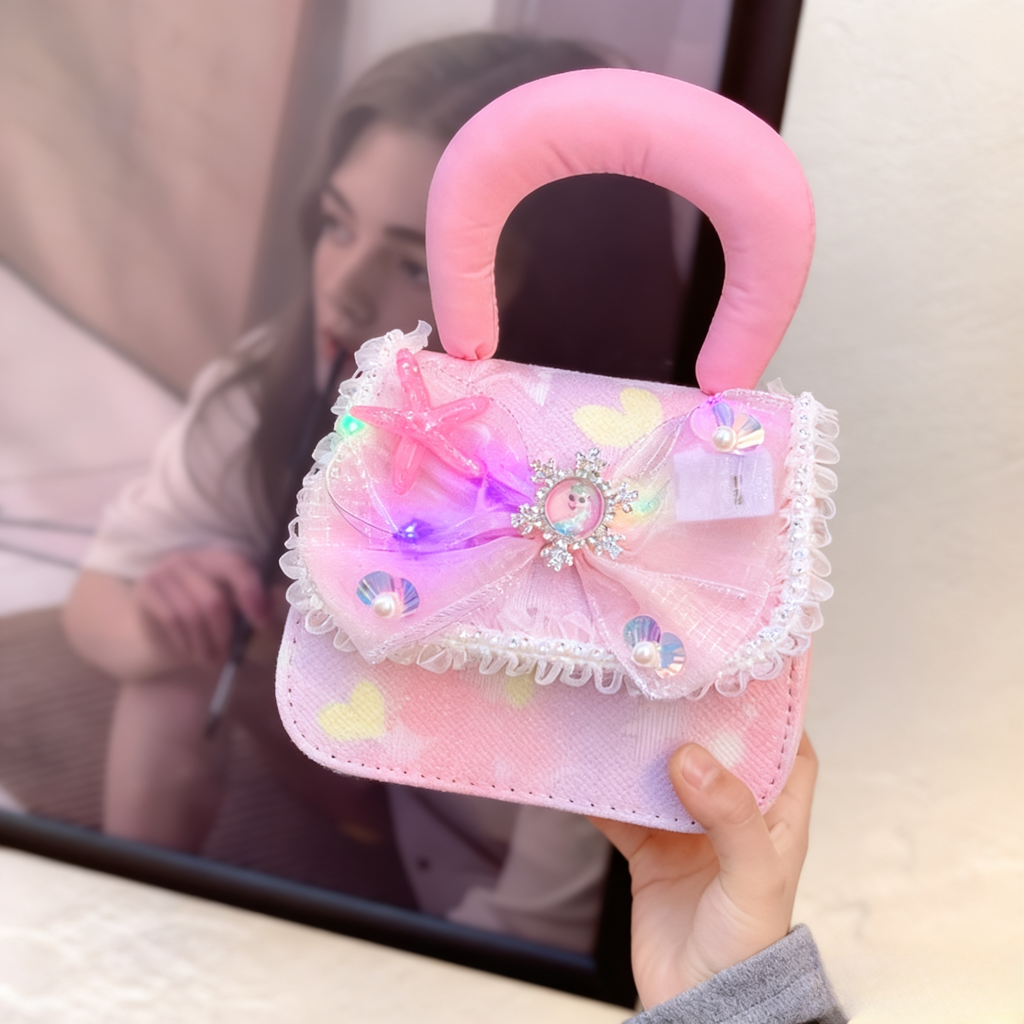 新款公主斜挎手提包可爱女孩外出零钱包礼物儿童背包斜挎包珍珠包