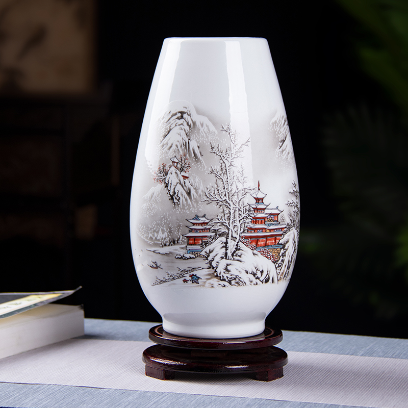 景德镇陶瓷器摆件粉彩花瓶插花客厅酒柜博古架中式水培陶瓷装饰品