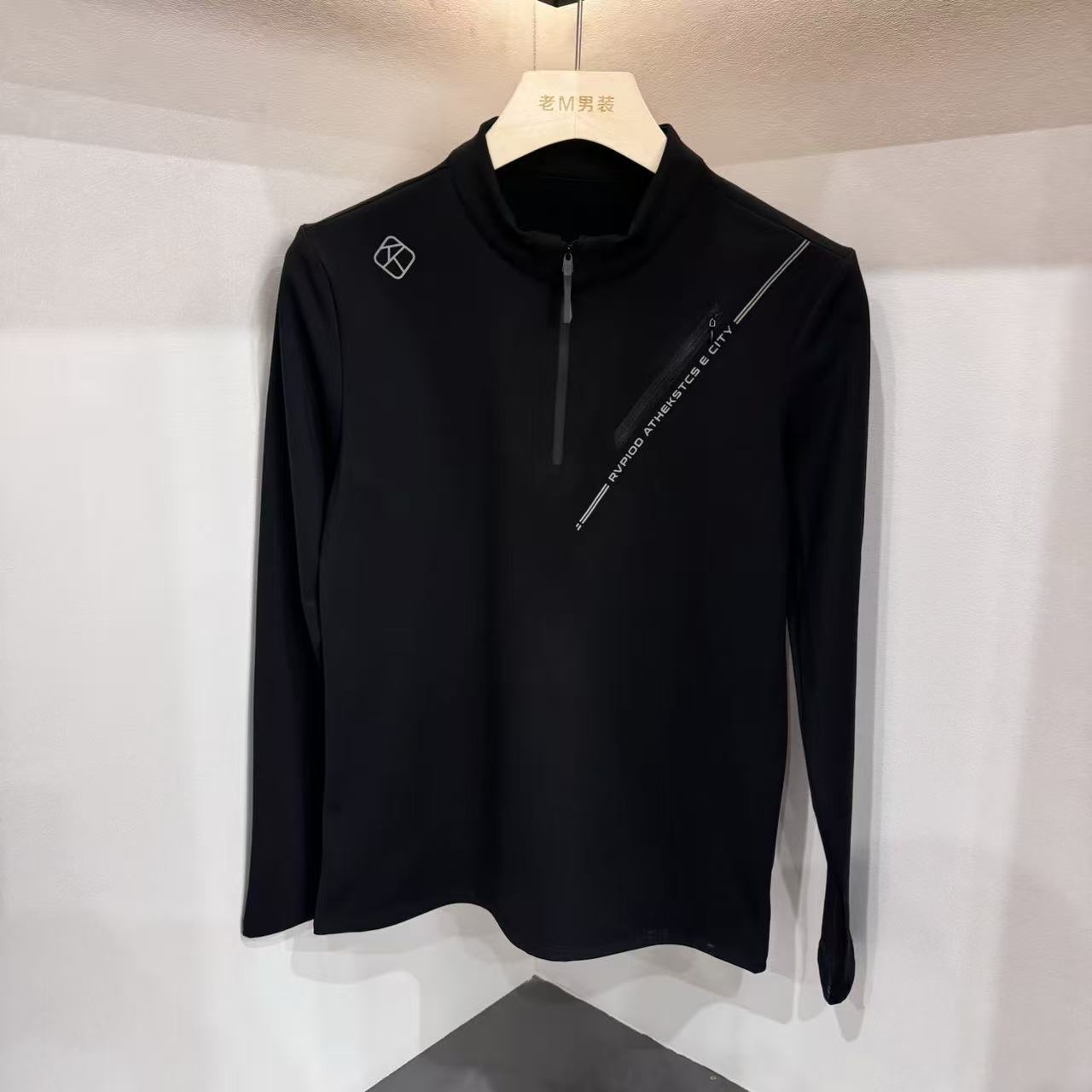 冬季男士商务半拉链百搭秋冬长袖立领黑色35197