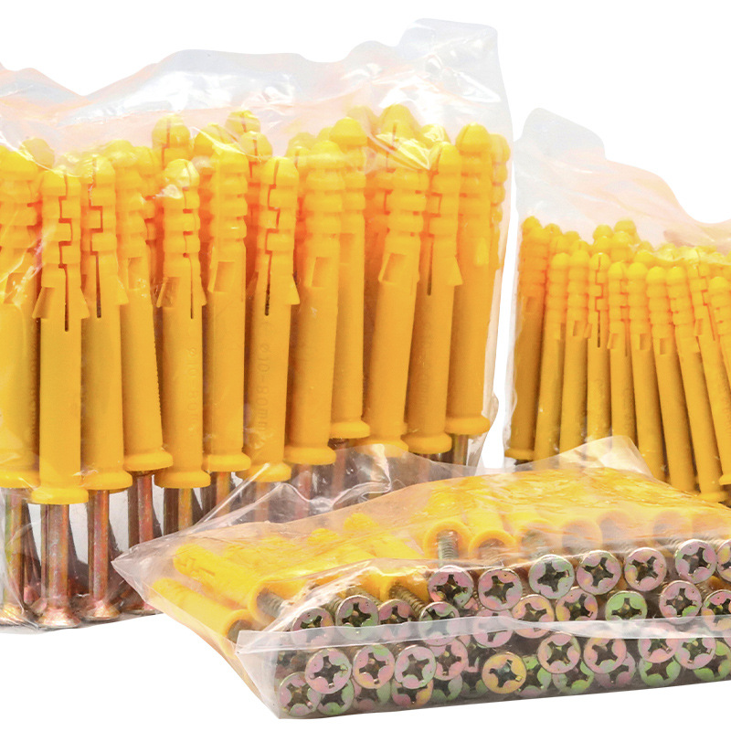 新款塑料膨胀螺丝小黄鱼彭胀螺丝尼龙膨胀螺栓胀塞胀管带钉锚栓套