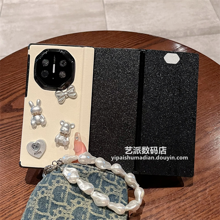 适用华为MateXTs非凡大师手机壳mateXT真皮小熊全包双中轴保护套