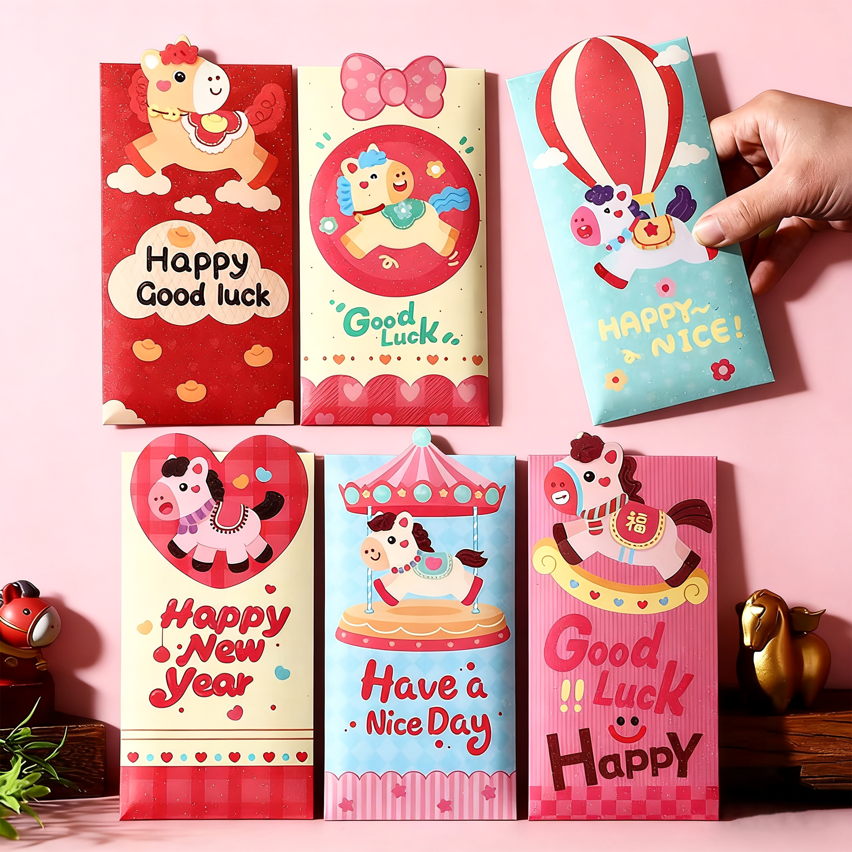 2026新款可爱马年卡通袋粉嫩少女心适合小朋友过年压岁创意利是封