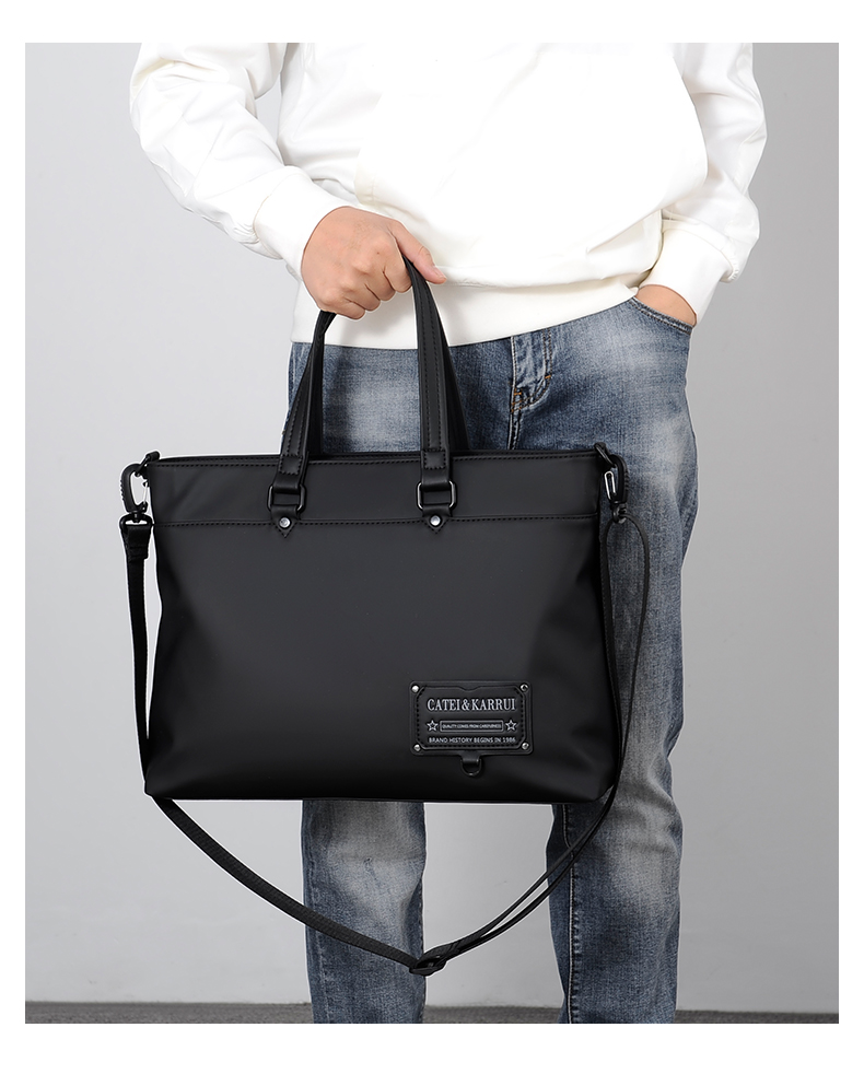 防水休闲手提包单肩男士商务公文包手拎包复古风轻便潮流简约肩包