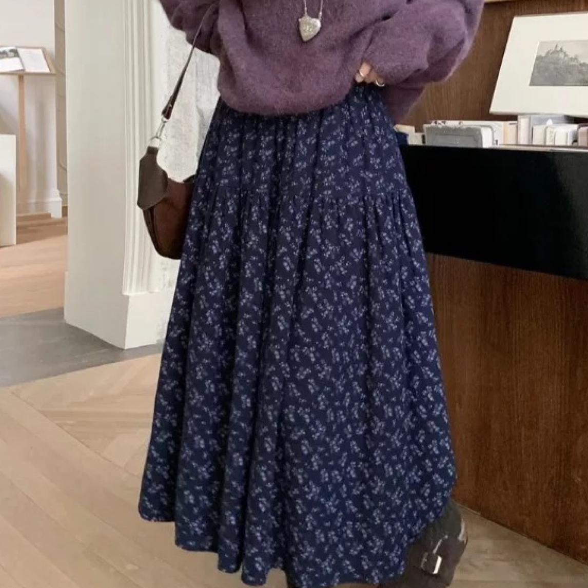 秋冬森系磨毛绒碎花半身裙系列