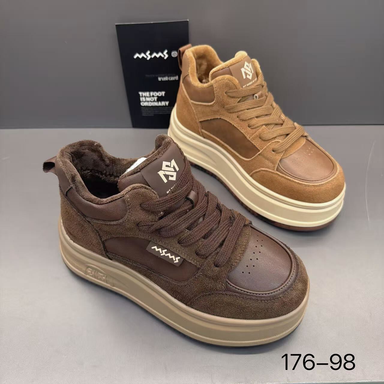 玛莎玛索秋冬新款加绒176-98时尚百搭休闲高腰二棉女鞋厚底防滑