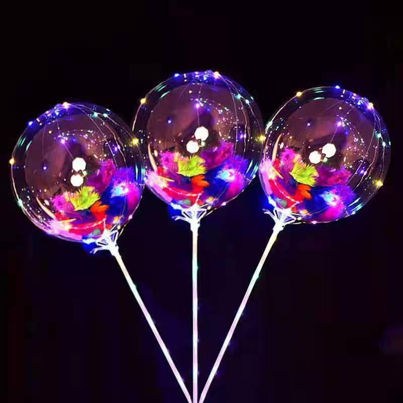 网红波波球透明带灯火爆款发光气球夜光闪光地推卡通儿童球中球