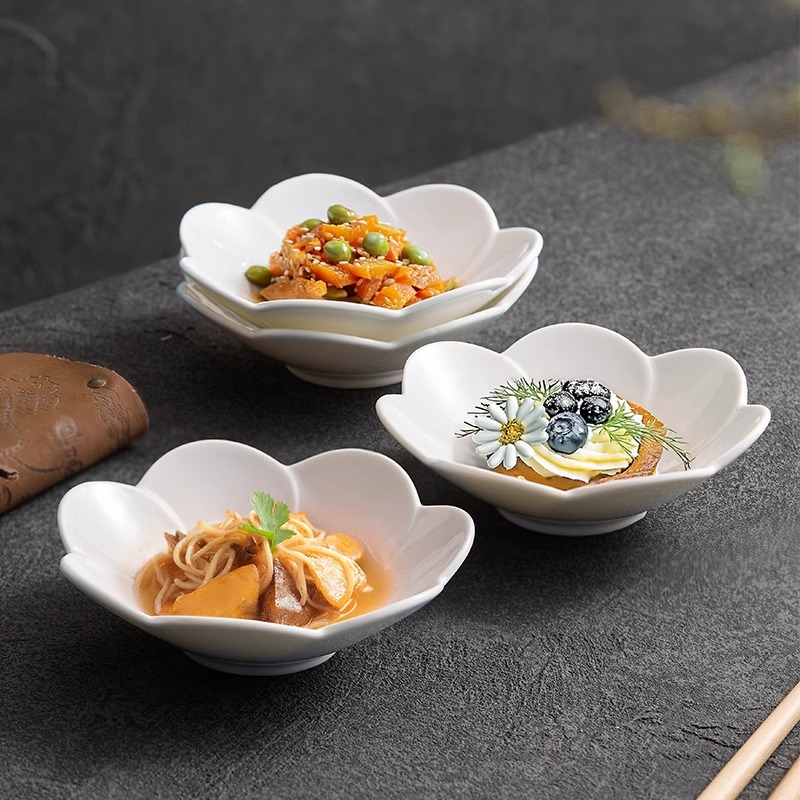 骨瓷花边碟子家用高级感蘸料碟创意小菜碟酱油醋碟不规则精致小碟