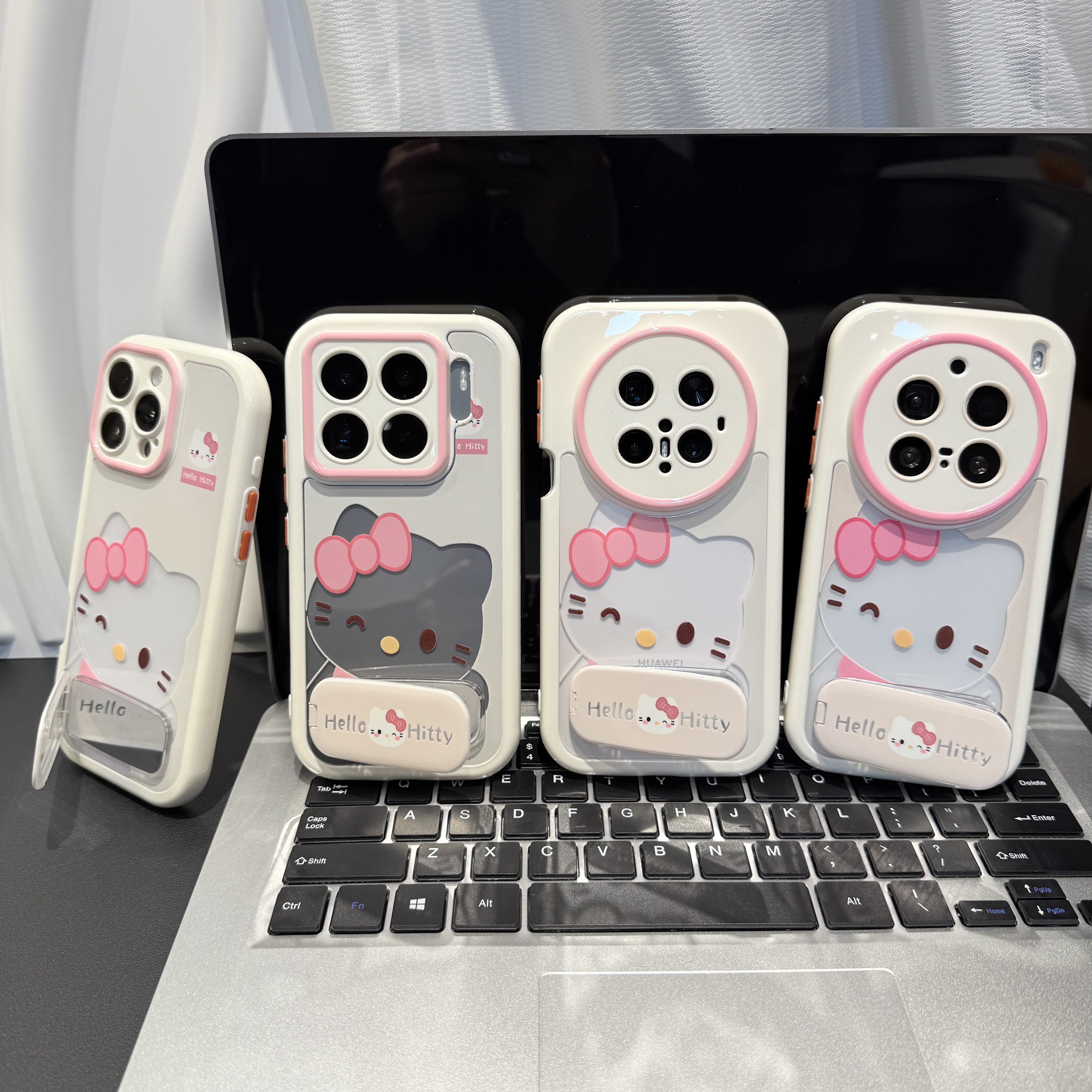 蝴蝶结可爱猫支架适用苹果/华为/荣耀/OPPO/VIVO/小米手机壳防摔