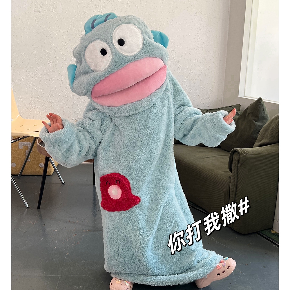 儿童睡衣连体丑鱼防踢秋冬季加厚珊瑚绒男女童法兰绒睡袍浴家居服