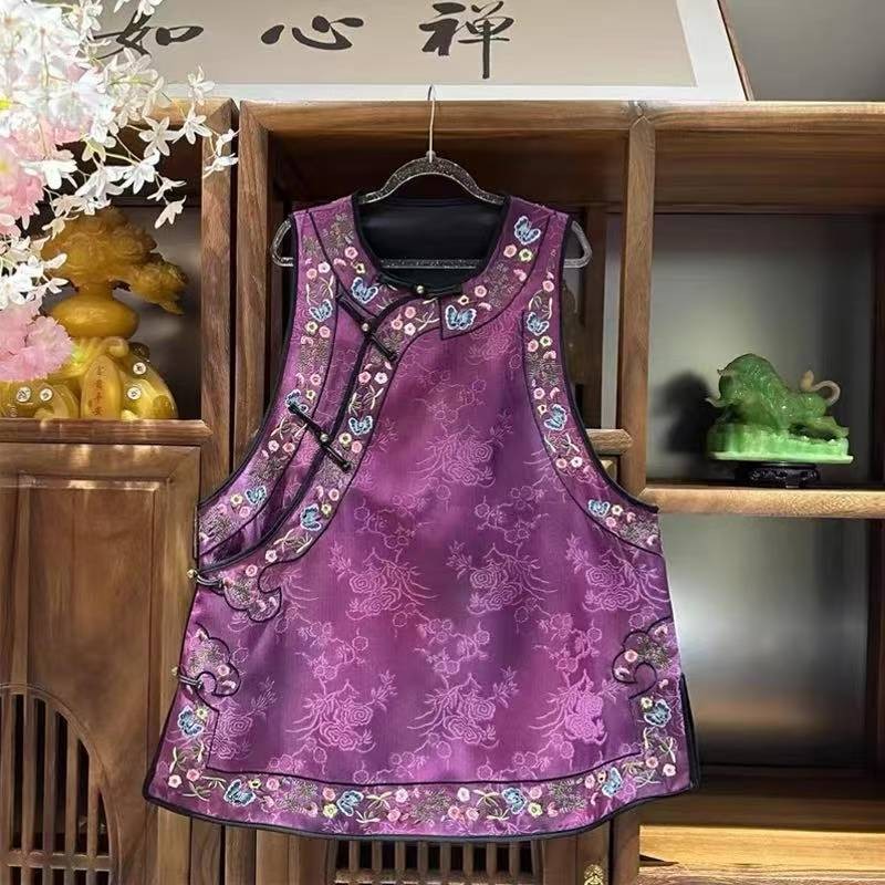 非遗苏绣名媛款新中式国风重工刺绣马甲2025新百搭中长款坎肩451