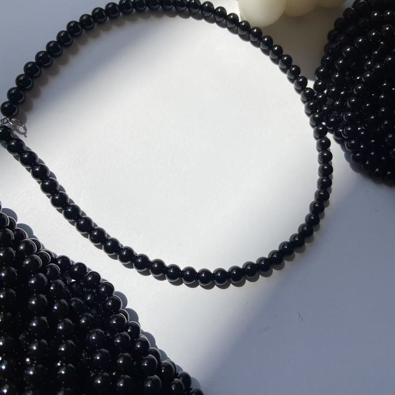 天然黑玛瑙锁骨链百搭颈链6MM气质款