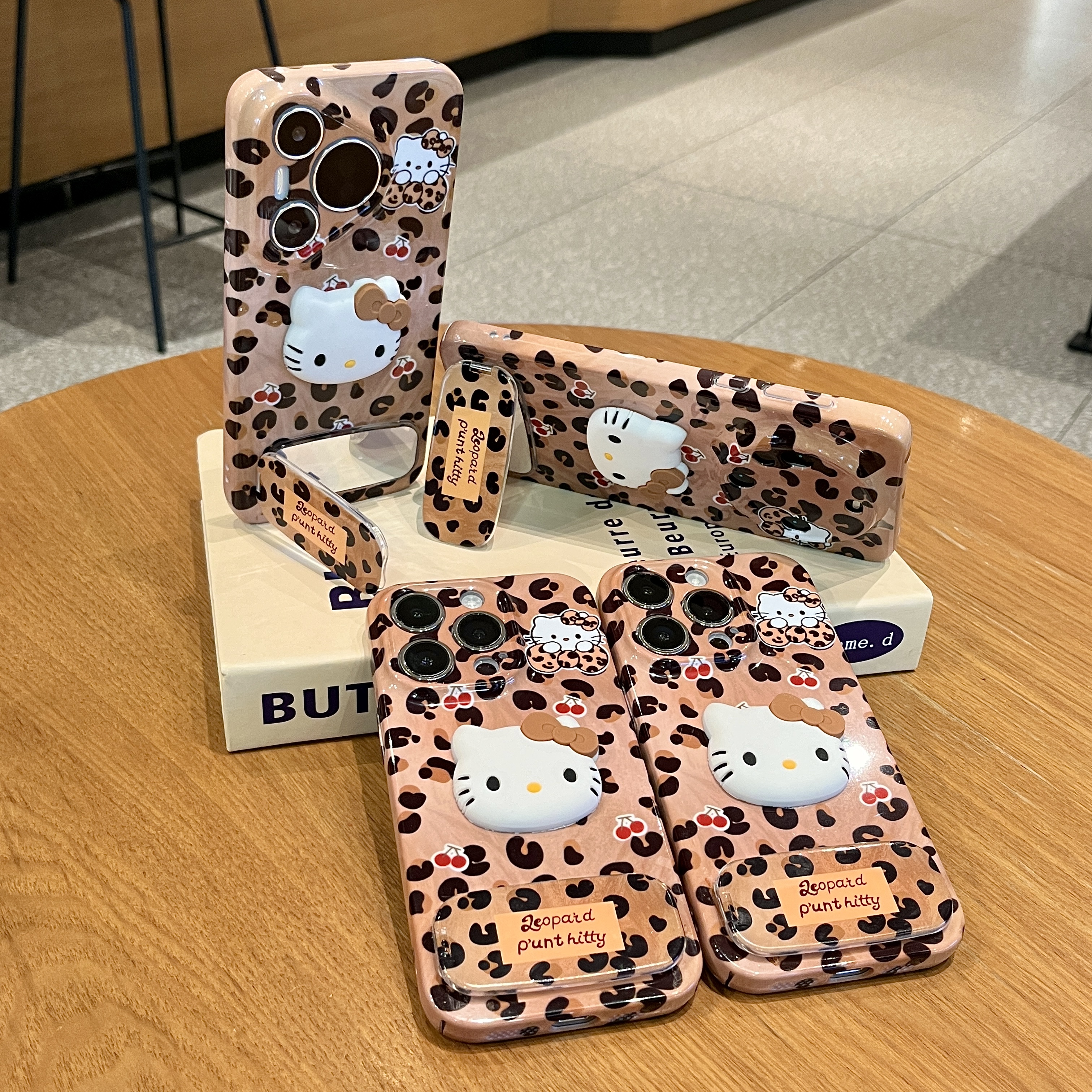 雅天立复古豹纹KT猫适用苹果16/13华为P70vivoppo小米15手机壳14