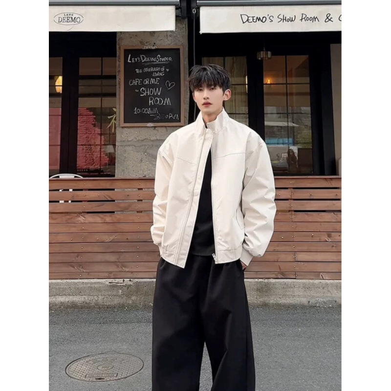 痞帅美式三防教练飞行夹克男杏色立领户外冲锋衣cleanfit短款外套