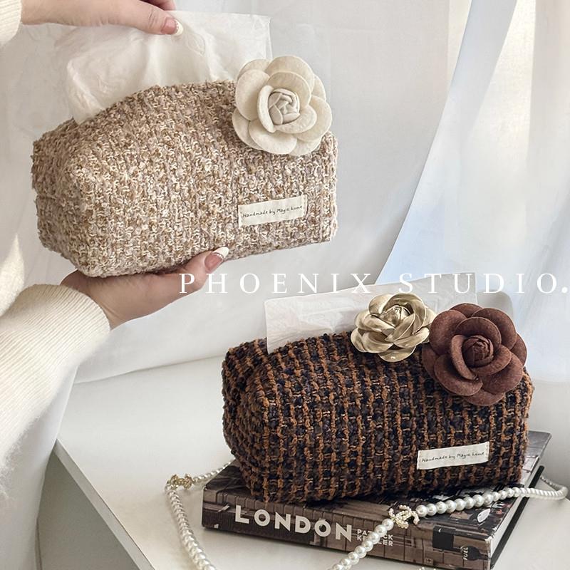 法式小香风纸巾盒客厅茶几装饰高级感车载桌面卧室收纳轻奢纸巾袋