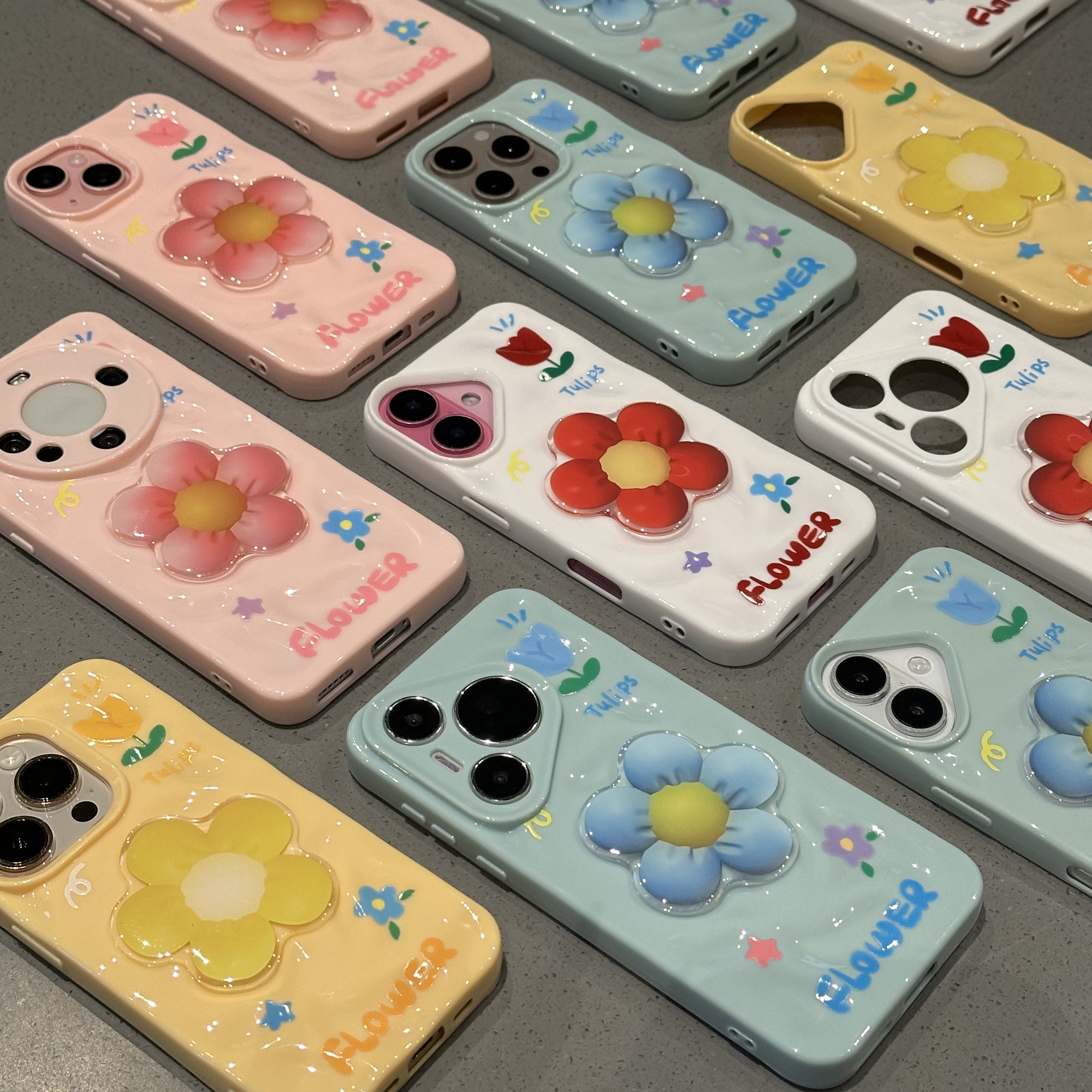 欧克里里小清新花朵适用苹果16Promax褶皱手机壳15/14简约13/12女