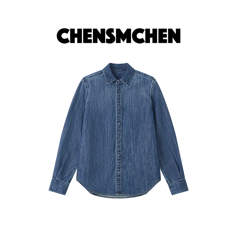 CHENSMCHEN 经典翻领长袖牛仔衬衫女早秋穿搭时尚衬衣CSC8762LC