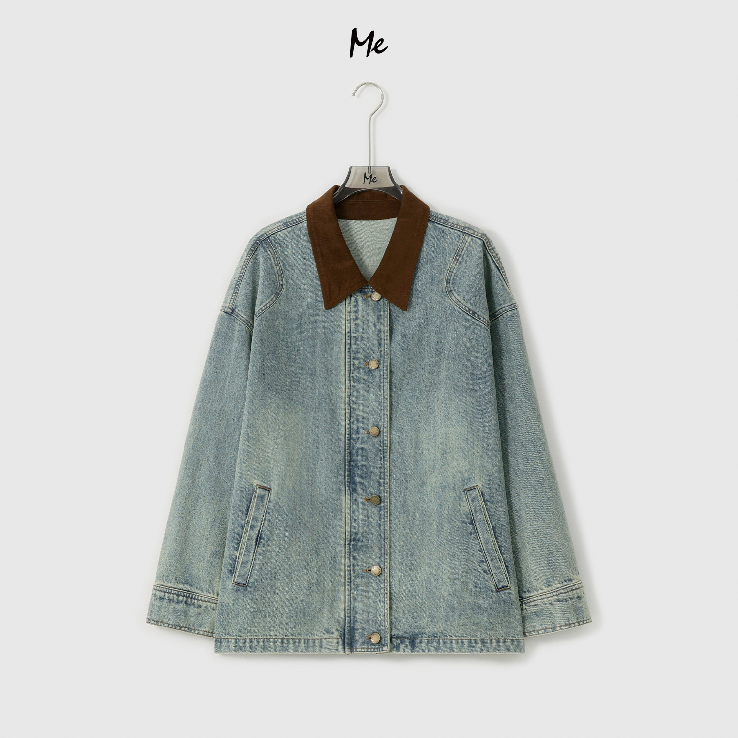 ME【收藏家】天丝混纺显瘦百搭时尚重工做旧水洗牛仔外套MEQA1538