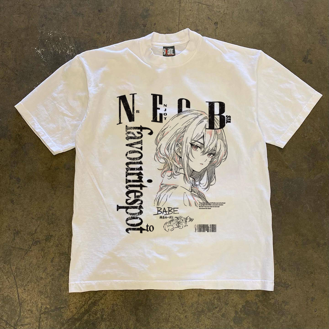 100%纯棉320克重磅手绘夏季印花卡通动漫T恤设计师休闲经典男士