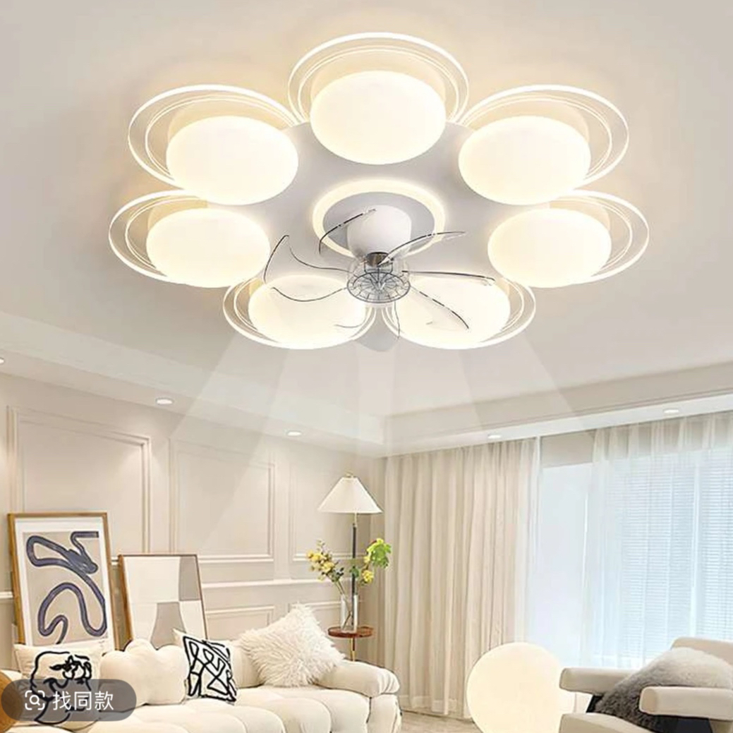 客厅奶油风风扇灯吸顶灯餐厅卧室儿童房护眼LED吊扇灯全屋灯具