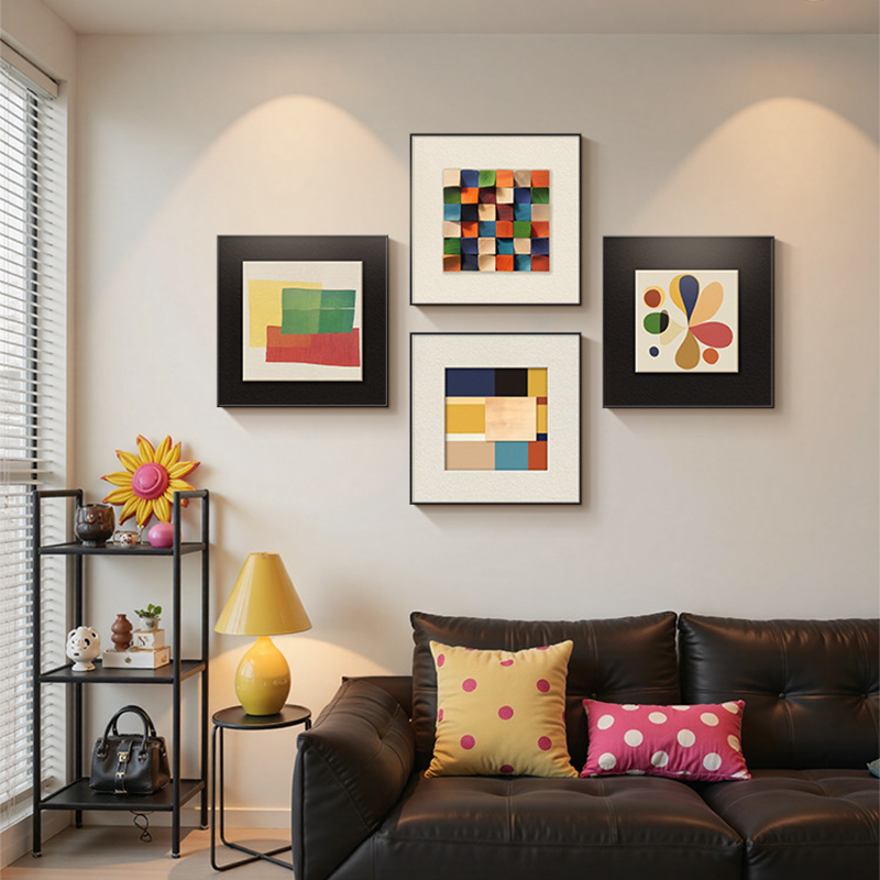多巴胺抽象几何客厅装饰画包豪斯风格沙发背景墙现代简约组合挂画