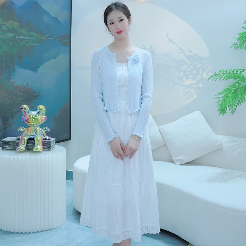 秋季时尚两件套裙子温柔气质优雅女装吊带连衣裙套装3029