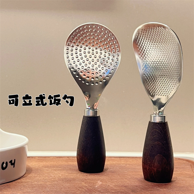 【可立式】木柄不锈钢饭勺米饭铲子家用木柄家用勺子厨房盛饭电饭煲