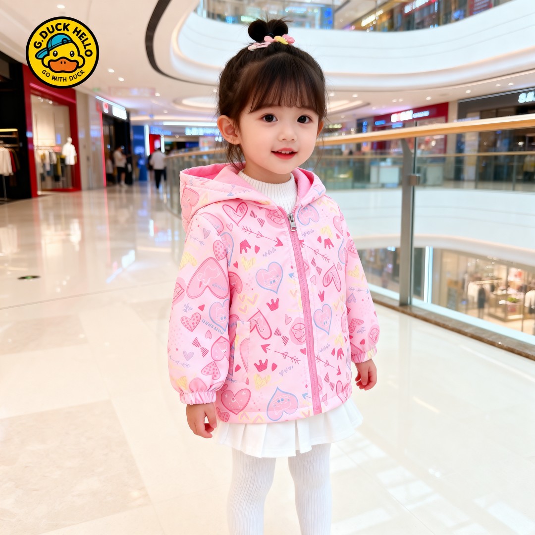 【现货校服神器】小黄鸭儿童秋冬装加厚摇粒绒外套双面穿男女童保暖