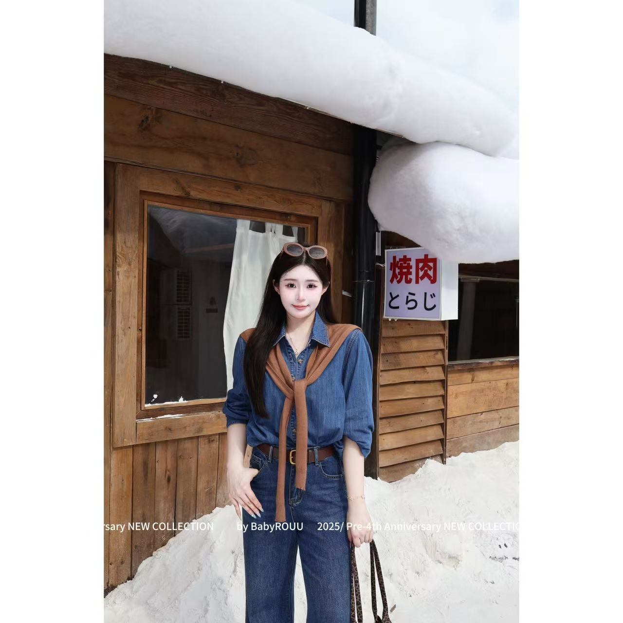 【现货】【港岛故事】温与柔高智气质显瘦衬衫知识分子牛仔长袖