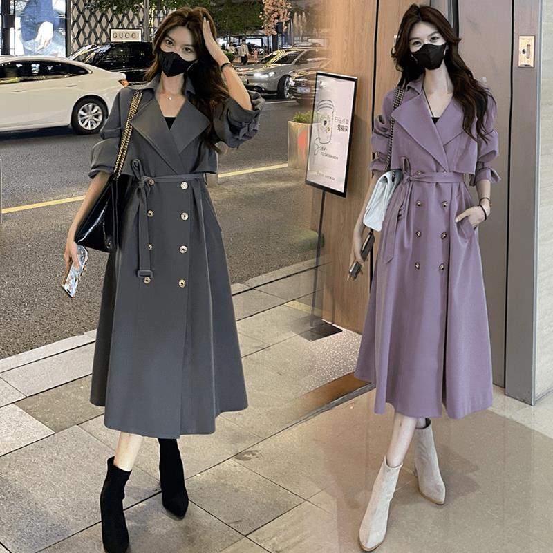 高级感风衣外套女中长版2025秋季新气质减龄双排扣英伦风大衣外套