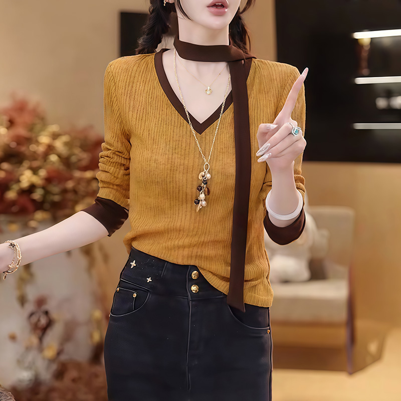 韩系氛围感早秋上衣女温柔风显瘦洋气针织衫