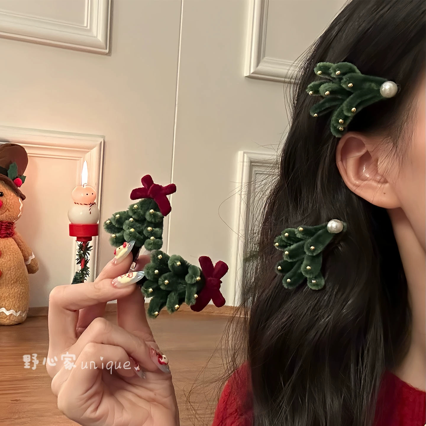 【心愿之树】圣诞节氛围感发夹可爱圣诞树侧边夹子发卡