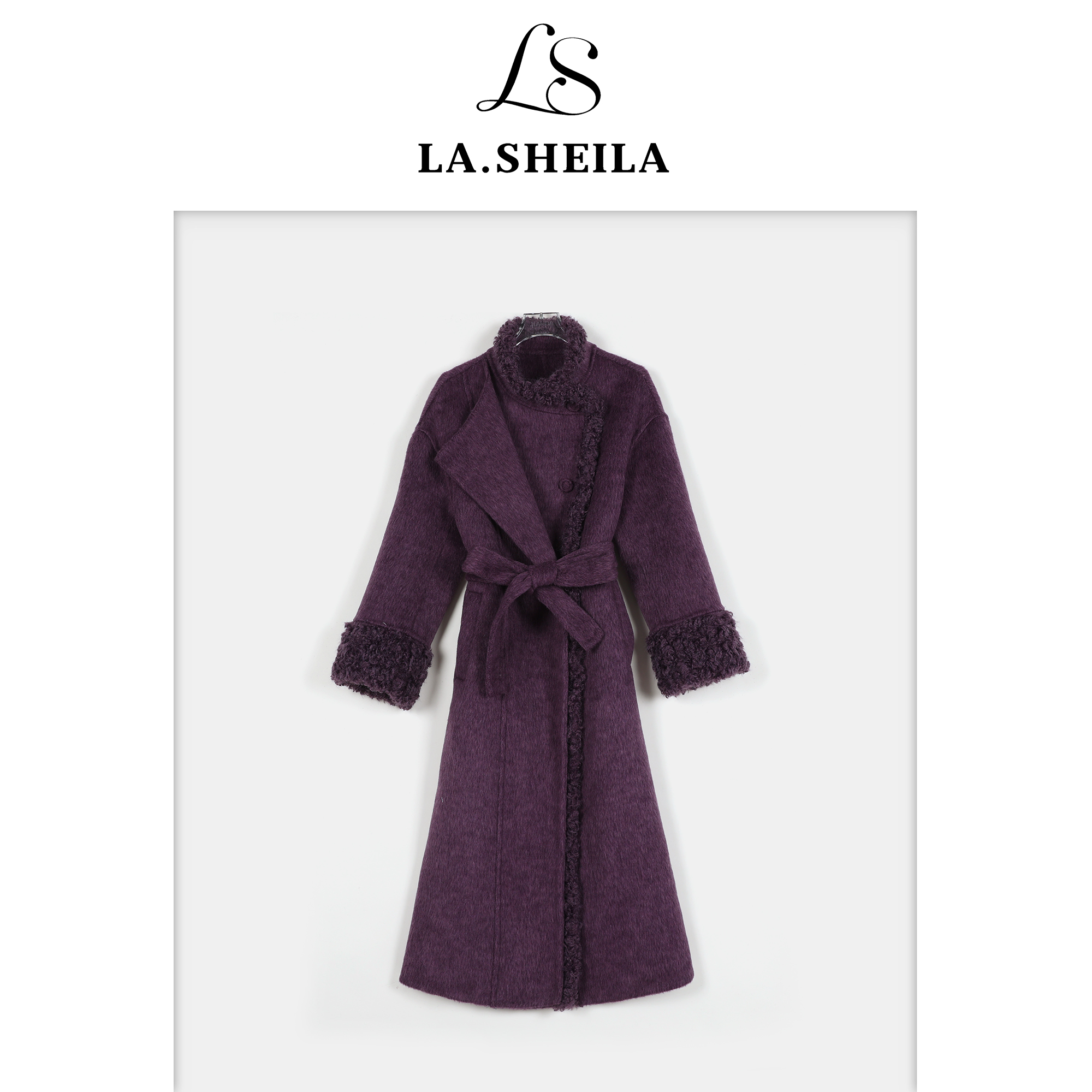 LA.Sheila“苏丽大衣”长款毛绒绵羊毛大衣254-DY/1212-0338-1