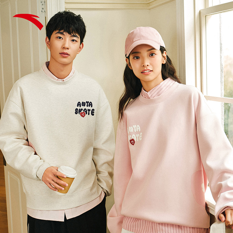 安踏滑板文化男女同款弹力动型科技25年春季针织圆领保暖套头卫衣