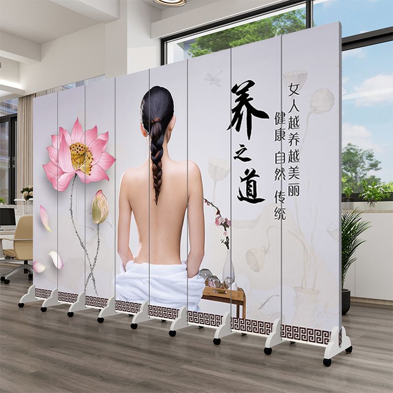 定制中医美容院屏风隔断养生会所艾灸刮痧拔罐推拿可折叠可移动