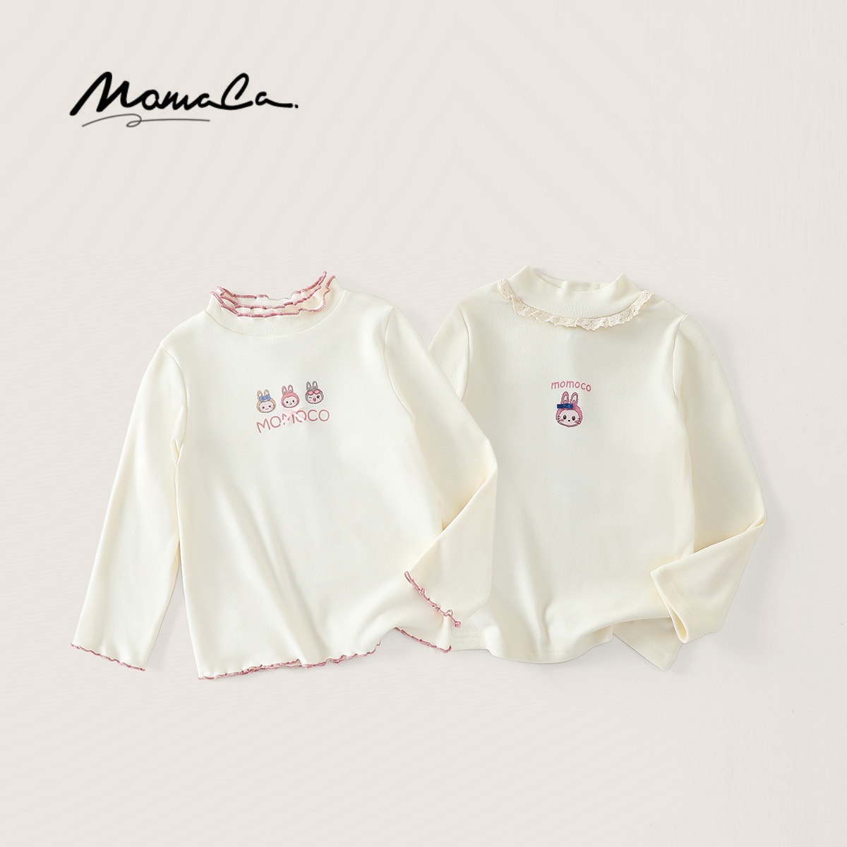 MOMOCO/玛米玛卡加绒加厚女童冬款可爱兔子德绒打底衫77820239004