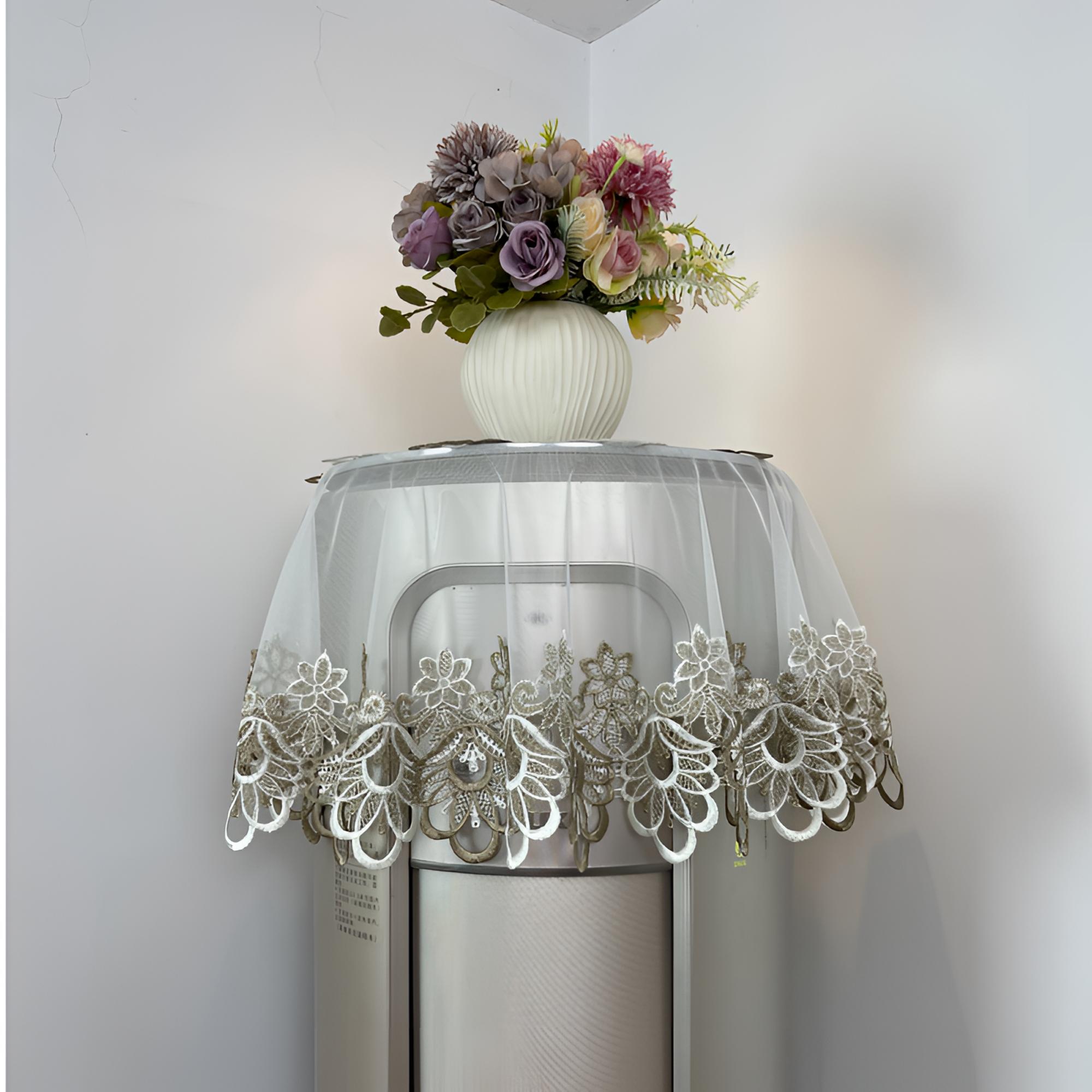 空调防尘罩圆柱空调防尘罩圆桌布蕾丝网纱2025新款客厅欧式防尘套