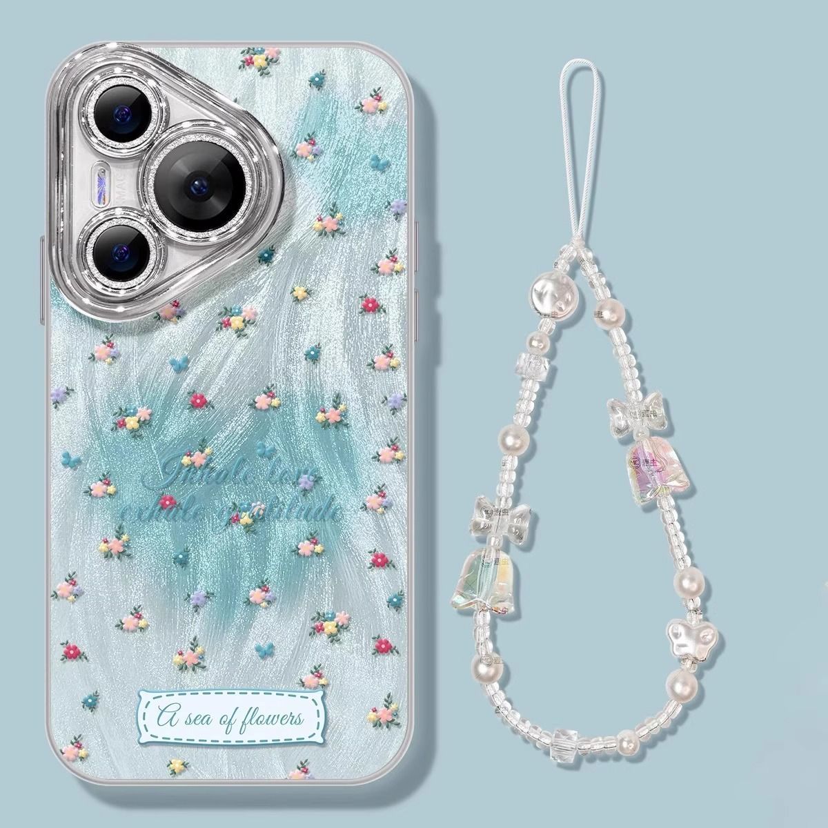 英文渐变碎花适用苹果16pro手机壳新款华为小米15高级感OPPOVIVO