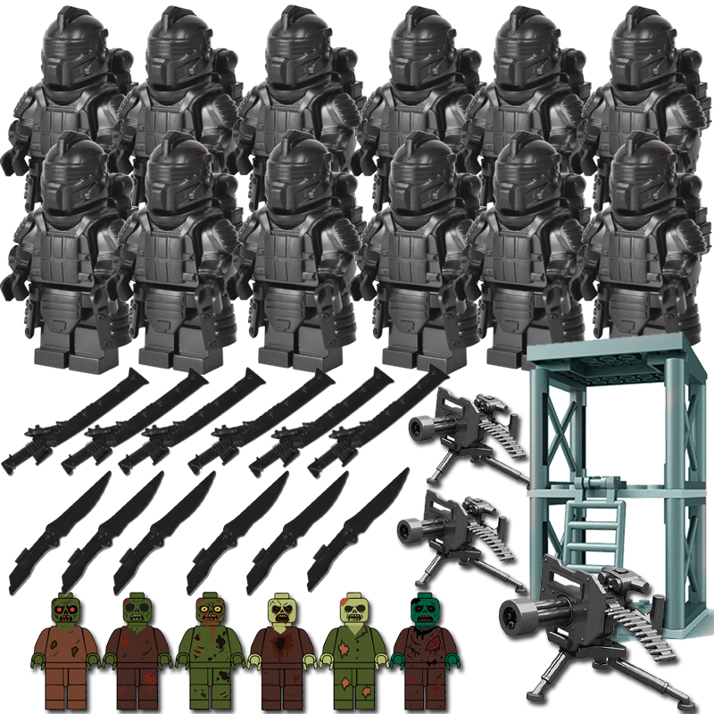 和平精英七级套地铁逃生辐射区军事基地积木丧尸人仔炫酷男孩玩具