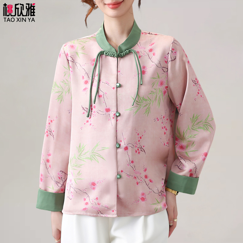 新中式妈妈秋装外套高贵中老年妇女春秋夹克贵夫人洋气唐装上衣服