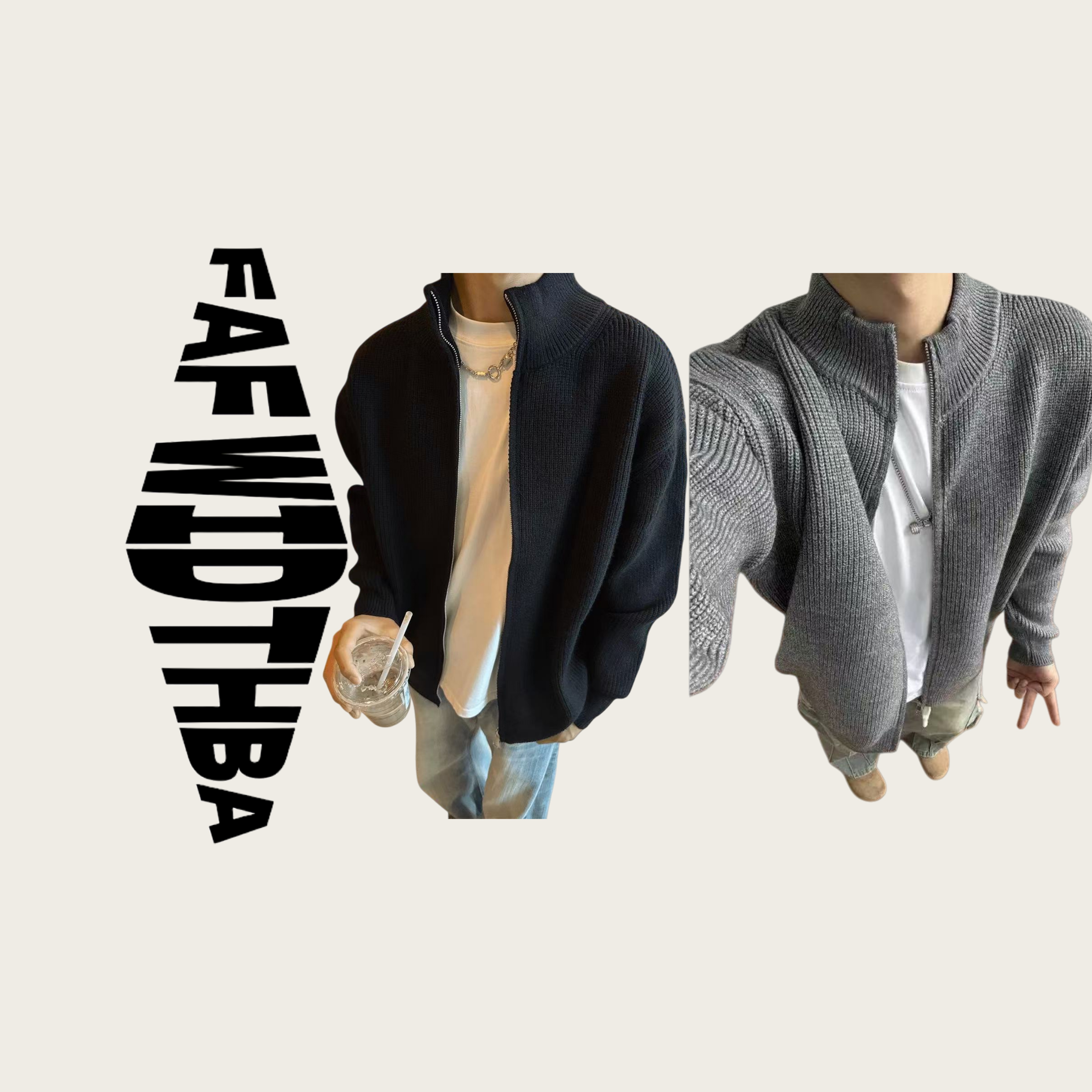 MY858 复古纯色高级感开衫毛衣男女秋冬潮牌慵懒风休闲针织外套