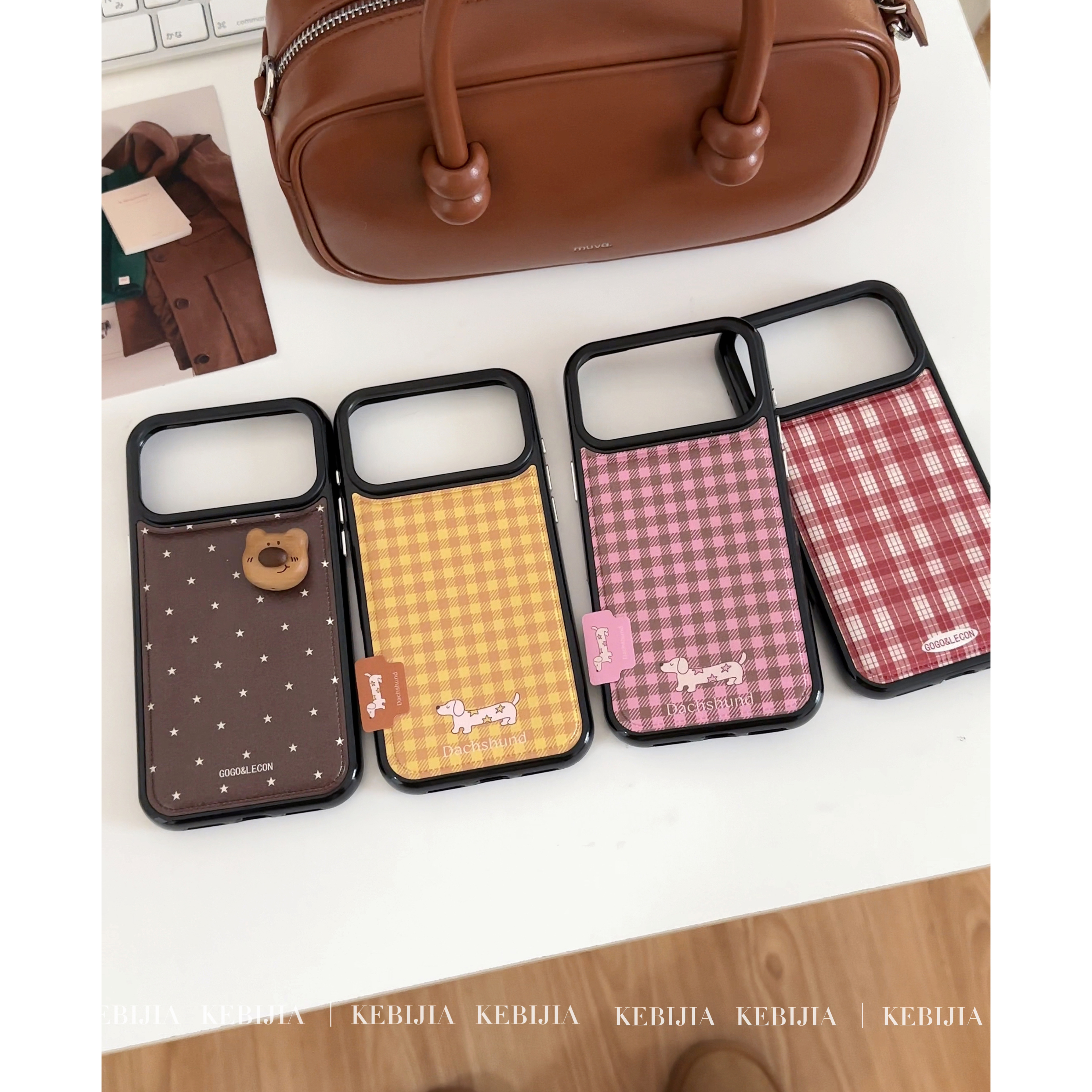 ins皮质黄色格纹软边防摔适用于苹果17promax15/16手机壳