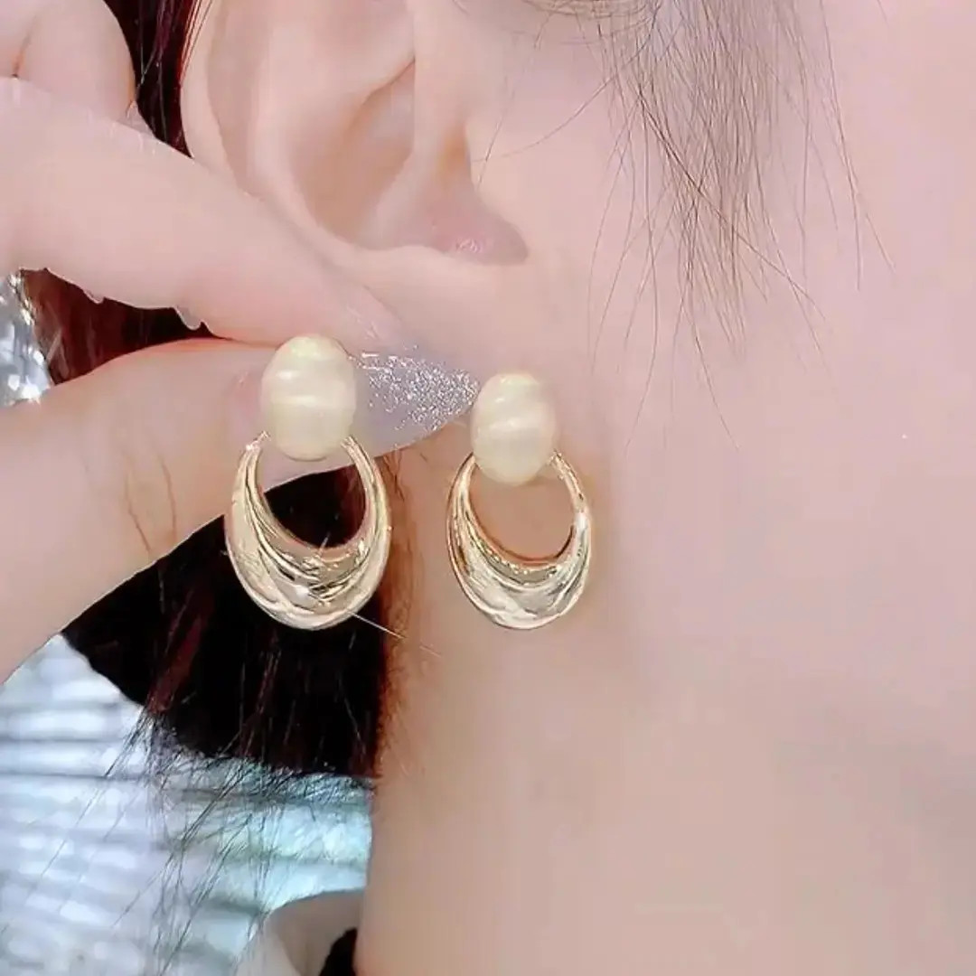 925银耳饰 时尚椭圆耳钉高级感气质百搭银针耳环新款潮耳饰