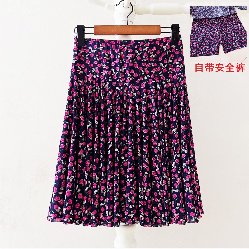 夏季短裙冰丝半身裙妈妈松紧腰中老年裙子老人女广场舞花裙跳舞裙