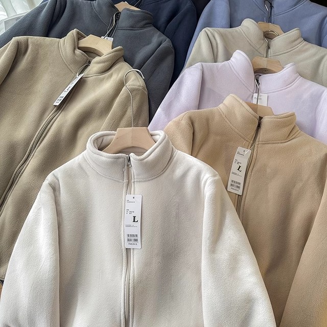 无法拒绝！男女情侣款双层复合摇粒绒羊羔绒加厚保暖拉链夹克外套