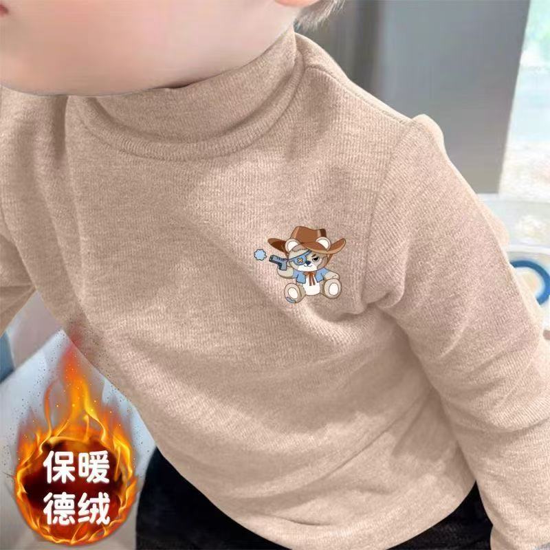 秋冬季半高领宝宝儿童新款保暖德绒长袖男童打底内搭童装T恤内衣