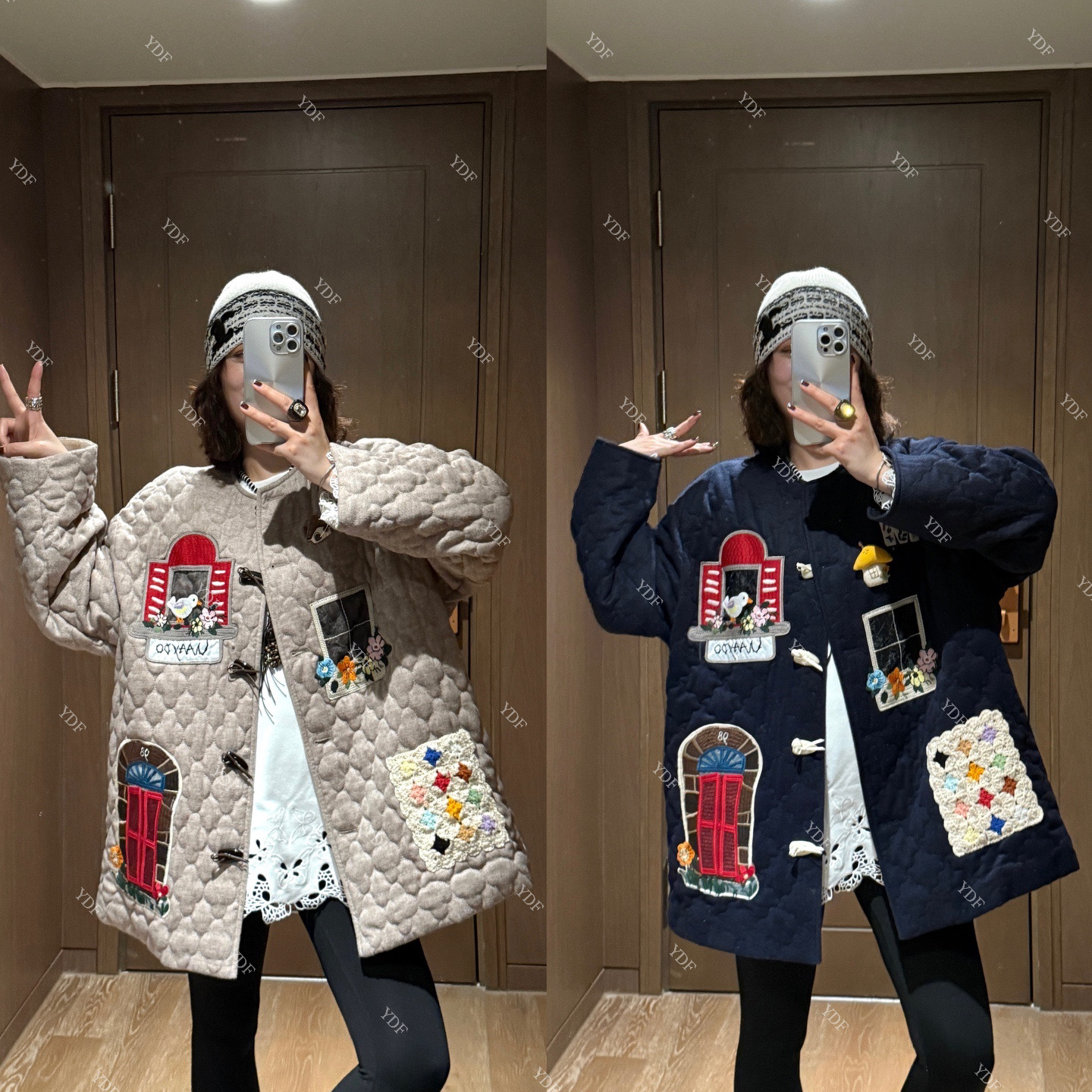 YDFSTUDIO小众【文艺魔术师】欧货高品贴布拼接设计时尚宽松棉服