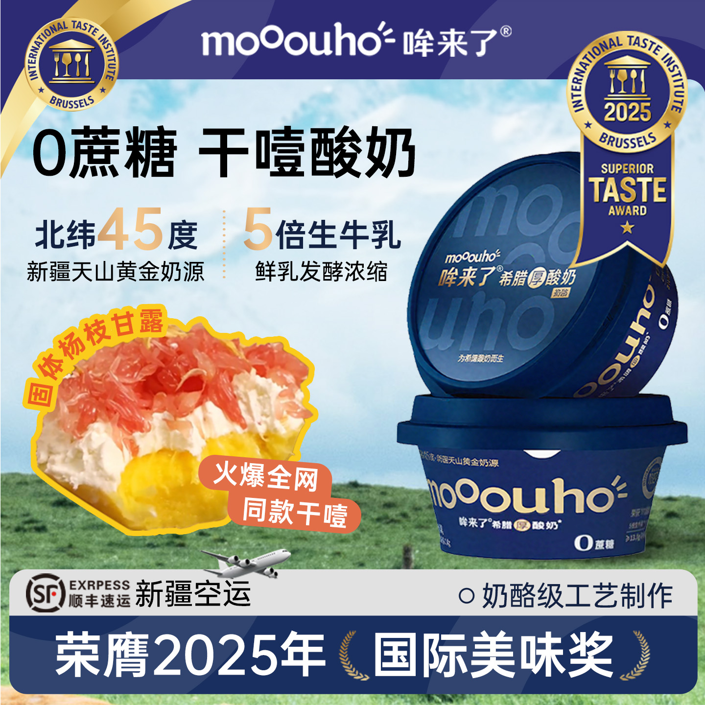 哞来了干噎酸奶0蔗糖5倍生牛乳新疆奶源健身代餐奶酪希腊厚酸奶