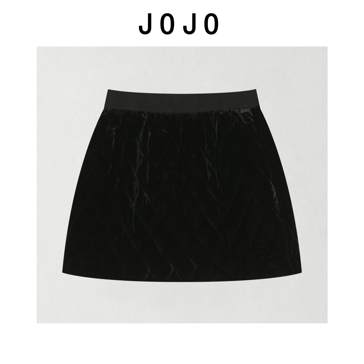 玖了个玖 2025冬款极简百搭立体剪裁短密丝绒松紧腰半裙2512C8911